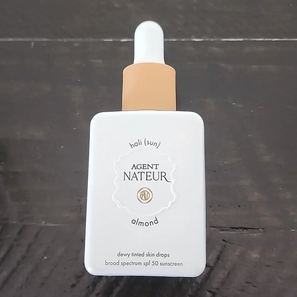 AGENT NATEUR Holi (Sun) Dewy Tinted Skin Drops SPF 50 Almond Shade 1 oz